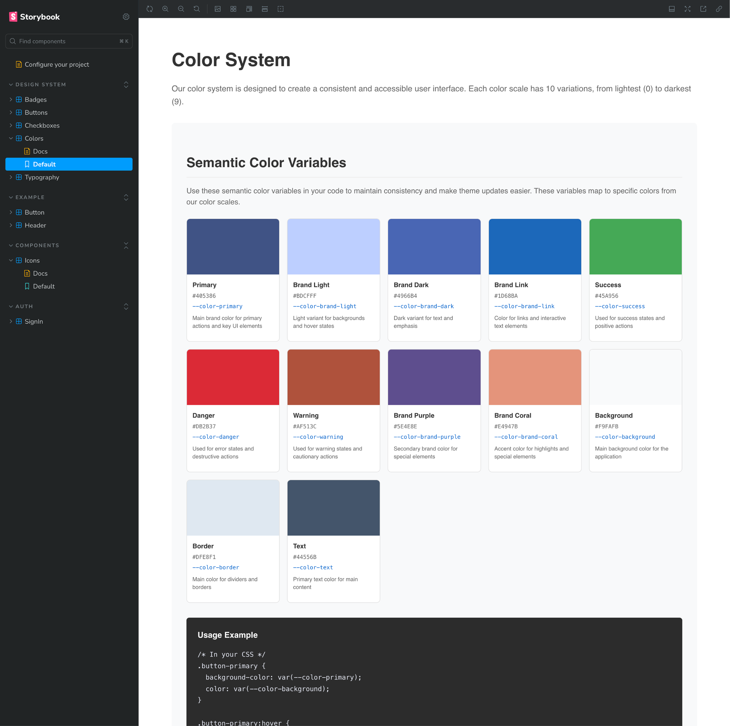 Component library built in Storybook