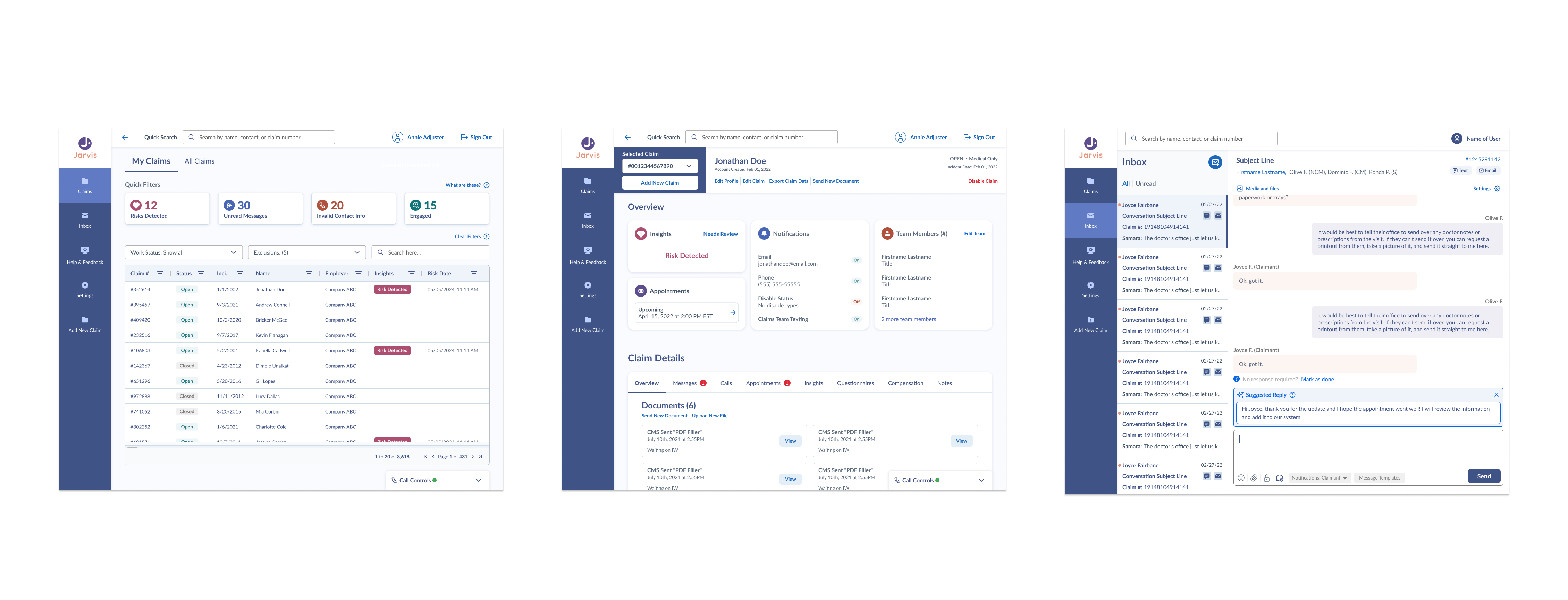 Before · Claims portal core screens